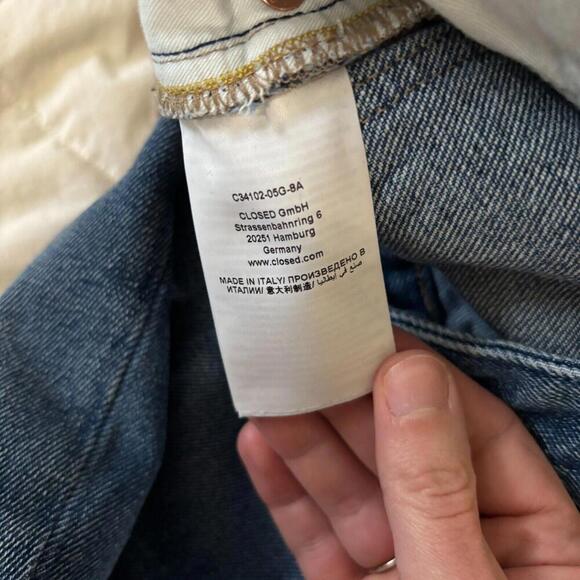 CLOSED ITALY Mens Unity Slim Jeans Blue Denim‎ Distressed 32 Premium $280 Casual - Picture 10 of 14